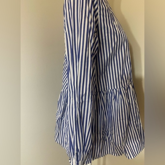 NWT Pomander Place from Tuckernuck blue and white striped peplum blouse SX - Picture 5 of 8